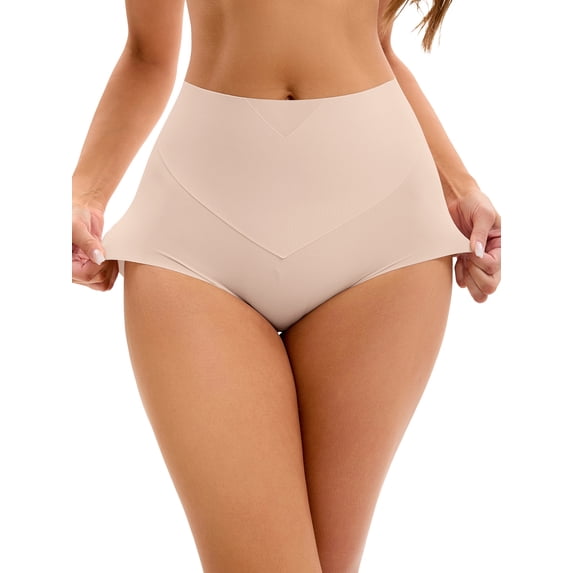 INSPIRE CHIC Women's High Waist Tummy Control Underwear Briefs Flatten Stomach Shaping Panties XL Pink