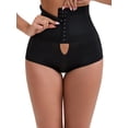 thumbnail image 1 of INSPIRE CHIC Women's High-Waisted Adjustable Waist Shaper Knickers Front Hook Closure Tummy Control Half-Hip Shaping Shorts S Black, 1 of 6