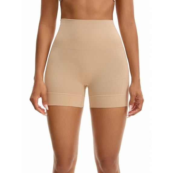 INSPIRE CHIC Women's High Waisted Boyshorts Underwear Soft Stretch Seamless Control Panties for Under Dresses M Beige