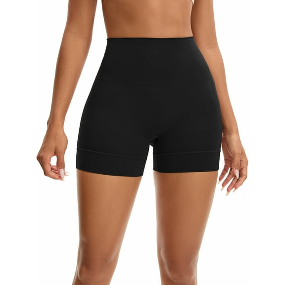 INSPIRE CHIC Women's High Waisted Boyshorts Underwear Soft Stretch Seamless Control Panties for Under Dresses M Black