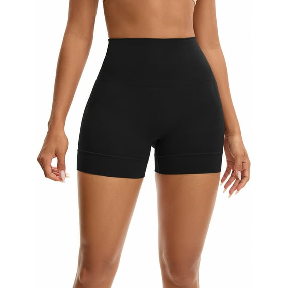 INSPIRE CHIC Women's High Waisted Boyshorts Underwear Soft Stretch Seamless Control Panties for Under Dresses S Black