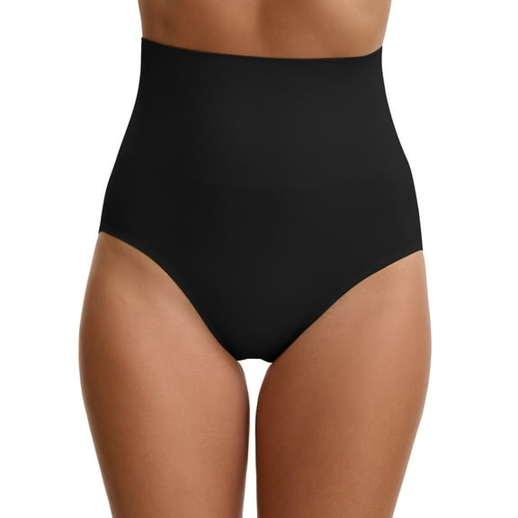 INSPIRE CHIC Women's High Waisted Briefs Shapewear Tummy Control Shaping Underwear M Black
