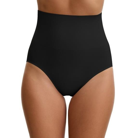 INSPIRE CHIC Women's High Waisted Briefs Shapewear Tummy Control Shaping Underwear S Black