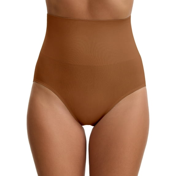 INSPIRE CHIC Women's High Waisted Briefs Shapewear Tummy Control Shaping Underwear S Brick Yellow