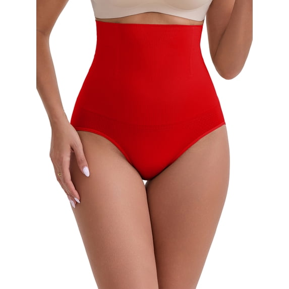 INSPIRE CHIC Mother's Day Women's High-Waisted Butt Lifting Briefs Postpartum Tummy Control Breathable and Comfortable Control Panties XXL Red