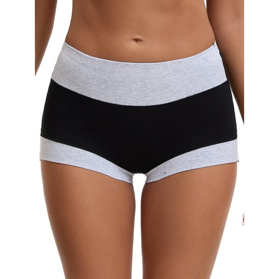 INSPIRE CHIC Women's High Waisted Loose Classic Full Coverage Briefs Breathable Cotton Ladies Panties M Gray