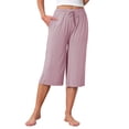 thumbnail image 1 of INSPIRE CHIC Women's High Waisted Pajama Shorts Viscose Comfy Soft Knee Length Long Shorts with Pockets M Pink, 1 of 6