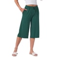 thumbnail image 1 of INSPIRE CHIC Women's High Waisted Pajama Shorts Viscose Comfy Soft Knee Length Long Shorts with Pockets S Green, 1 of 6