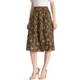thumbnail image 1 of INSPIRE CHIC Women's High Waisted Split Hem A-Line Floral Skirt M Brown, 1 of 6