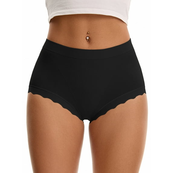 INSPIRE CHIC Women's High Waisted Underpantys Breathable Tummy Control Briefs M Black