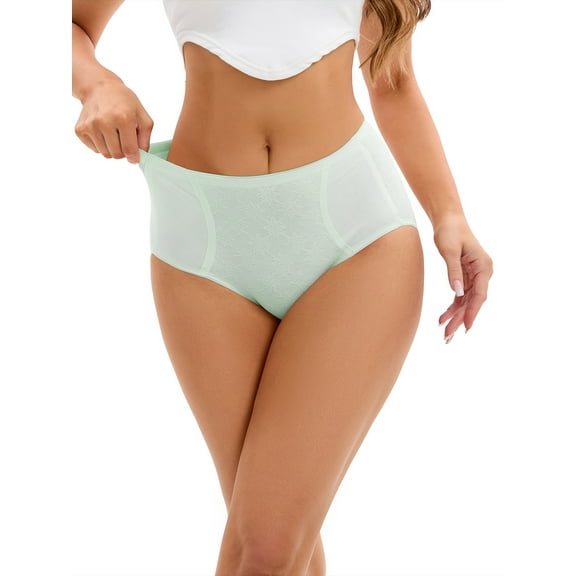 INSPIRE CHIC Women's High-Waisted Underwear Briefs High Elastic Breathable Underpants L Green