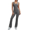 thumbnail image 1 of INSPIRE CHIC Women's Hollow Back Bodysuit 1 Piece Body Full Suit Long Pants Leggings Workout Fitness Catsuit XL Gray, 1 of 5