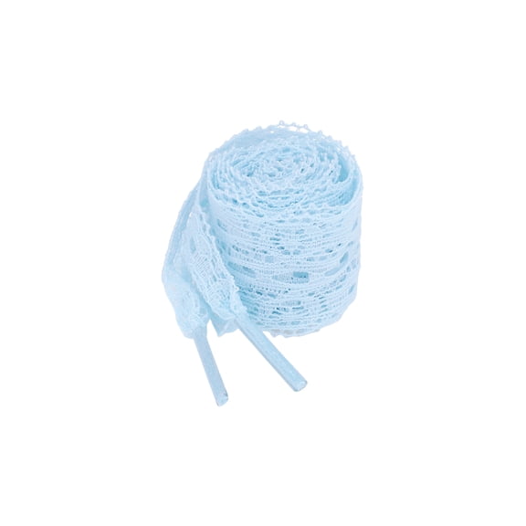 INSPIRE CHIC Women's Hollow Flower Shoestrings 2.5cm Width Flat Embroidered Laces Shoelace 2 Pairs Light Blue 100cm/39.37"