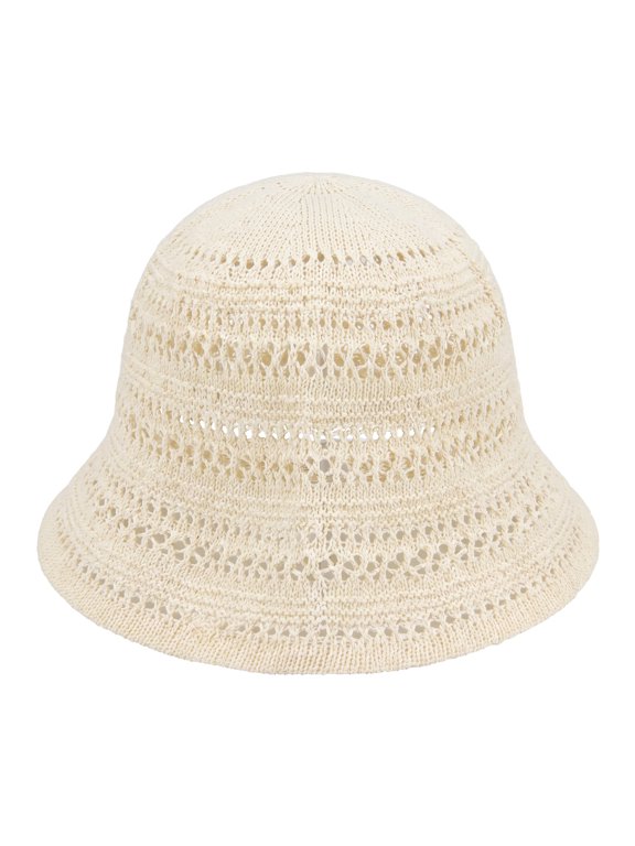 Women's Hollowed-Out Retro Hat, Packable Fishmen Bucket Hat Beach for Seaside One Size Beige