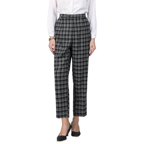 INSPIRE CHIC Women's Houndstooth Pant for Professional and Stylish Office Look Wear S Black