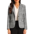 thumbnail image 1 of INSPIRE CHIC Women's Houndstooth Plaid Blazer Work Business Casual Suit Jacket for Fall S Black, 1 of 5