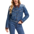thumbnail image 1 of INSPIRE CHIC Women's Jean Jacket Trendy Button Down Corduroy Collar Barn Jackets Denim Shacket S Deep Blue, 1 of 6