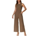 thumbnail image 1 of INSPIRE CHIC Women's Jumpsuit Dressy Casual Sleeveless Round Neck Outfits Wide Leg Rompers L Brown, 1 of 5