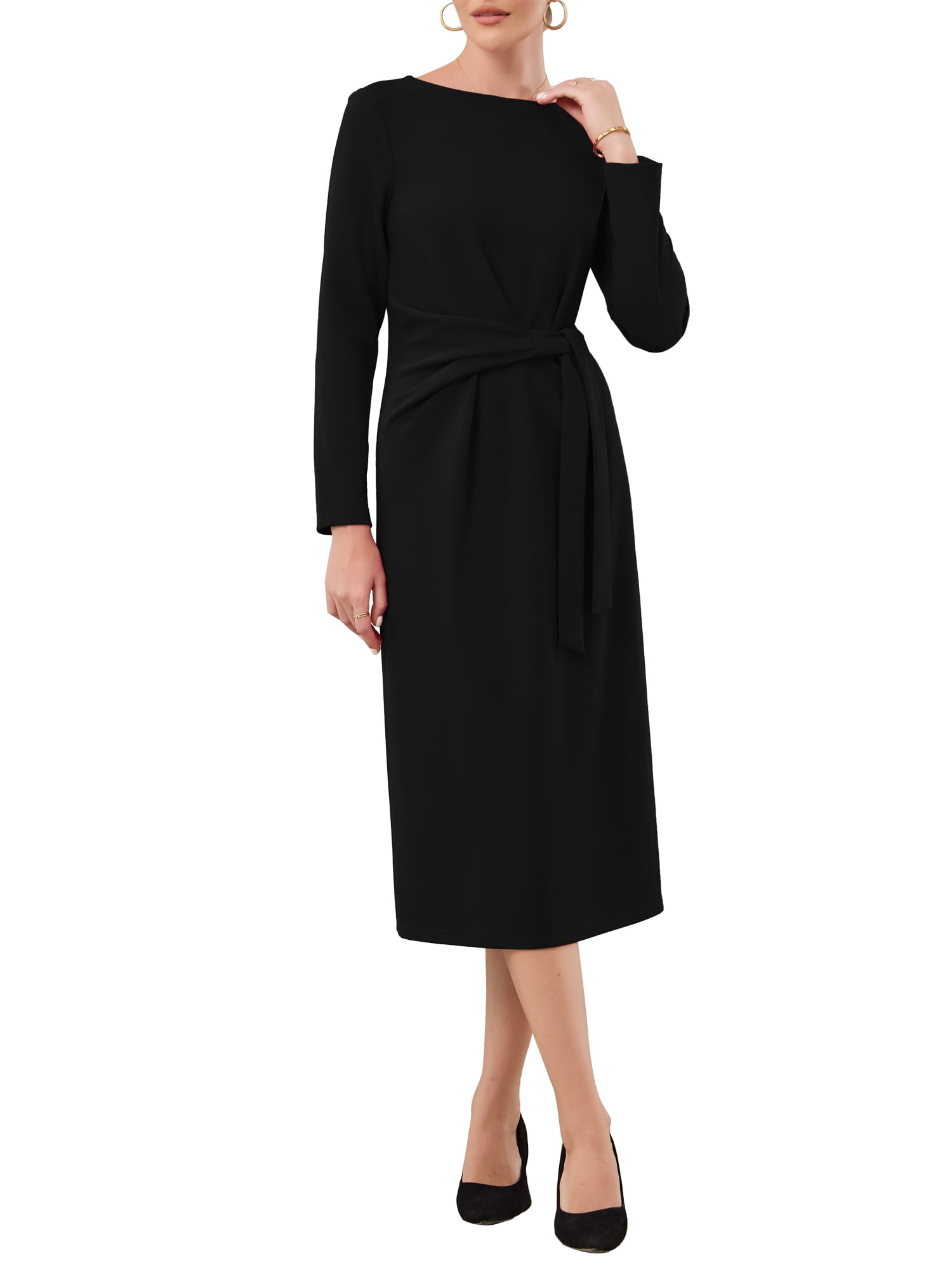 Pencil Dress Black Dress Below Knee With Sleeves Little Black Pencil Dress   She Goes Wear