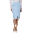 thumbnail image 1 of INSPIRE CHIC Women's Knee Length Skirt Button Decor Slit Work Formal Pencil Skirts XL Light Blue, 1 of 5