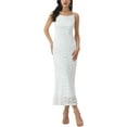 thumbnail image 1 of INSPIRE CHIC Women's Dress Floral Lace  Square Neck Spaghetti Strap Bodycon Cocktail Maxi Dress 2XL White, 1 of 6