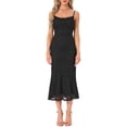 thumbnail image 1 of INSPIRE CHIC Women's Dress Floral Lace  Square Neck Spaghetti Strap Bodycon Cocktail Maxi Dress L Black, 1 of 5