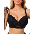 thumbnail image 1 of INSPIRE CHIC Women's Lace Bra Underwire Full Coverage 5 Row Back Closure Side Support Wide Band Lingerie B 36 Black, 1 of 4