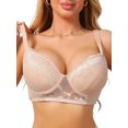 thumbnail image 1 of INSPIRE CHIC Women's Lace Bra Underwire Full Coverage 5 Row Back Closure Side Support Wide Band Lingerie D 38 Beige, 1 of 4