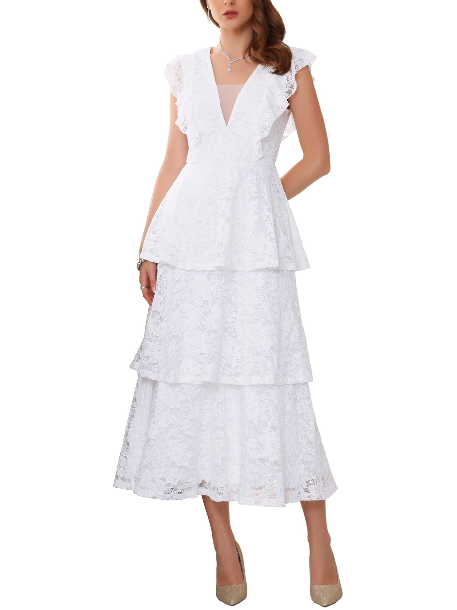 INSPIRE CHIC Women's Lace Dress for Wedding Guest Cocktail Evening — free download