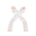 thumbnail image 1 of INSPIRE CHIC Women's Lace Floral Mesh Gloves Female Pearl Bowknot Polka point Wrist Fingerness Length Sleeves for Elegant Bridge Wedding Evening Party White8, 1 of 6