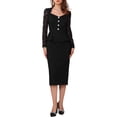 thumbnail image 1 of INSPIRE CHIC Women's Lace Formal 2 Pieces Suits Outfits Sweetheart Neck Peplum Top Elegant Cocktail Skirt Sets L Black, 1 of 6