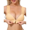 thumbnail image 1 of INSPIRE CHIC Women's Lace Front Closure Push Up Wirefree Bras with Nonadjustable Straps Medium Beige, 1 of 5