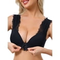 thumbnail image 1 of INSPIRE CHIC Women's Lace Front Closure Push Up Wirefree Bras with Nonadjustable Straps Small Black, 1 of 5
