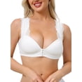 thumbnail image 1 of INSPIRE CHIC Women's Lace Front Closure Push Up Wirefree Bras with Nonadjustable Straps Small White, 1 of 4