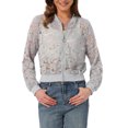 thumbnail image 1 of INSPIRE CHIC Women's Lace Jackets Stand Collar Zip Up Mesh Sheer Bomber Jacket XL Light Gray, 1 of 5