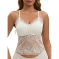 thumbnail image 1 of INSPIRE CHIC Women's Lace Mesh Back Open Adjustable Spaghetti Strap Fixed Cup Light and Breathable Camisole XL White, 1 of 5