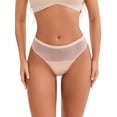 thumbnail image 1 of INSPIRE CHIC Women's Lace Mesh See Through Mid Rise Briefs Breathable Lightweight Seamless Underwear L Beige, 1 of 4