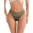 thumbnail image 1 of INSPIRE CHIC Women's Lace Mesh See Through Mid Rise Briefs Breathable Lightweight Seamless Underwear L Green, 1 of 4