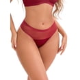 thumbnail image 1 of INSPIRE CHIC Women's Lace Mesh See Through Mid Rise Briefs Breathable Lightweight Seamless Underwear S Wine Red, 1 of 4