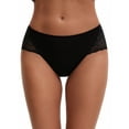 thumbnail image 1 of INSPIRE CHIC Women's Lace Mid-Waisted Full Coverage Briefs HI-Cut Leak Proof Ladies Underpants XS Black, 1 of 4