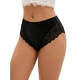 thumbnail image 1 of INSPIRE CHIC Women's Lace Mid-Waisted Underwear Comfortable Briefs, Available in Plus Size L Black, 1 of 5