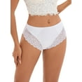 thumbnail image 1 of INSPIRE CHIC Women's Lace Mid-Waisted Underwear Comfortable Briefs, Available in Plus Size L White, 1 of 5