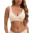thumbnail image 1 of INSPIRE CHIC Women's Lace Polka Dots Crossover Wirefree Sleep Breastfeeding Soft Cup Maternity Nursing Bras XL Beige, 1 of 4