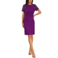 thumbnail image 1 of INSPIRE CHIC Women's Lace Sleeve Dresses Round Neck Bodycon Cocktail Knee Length Dress S Dark Purple, 1 of 6
