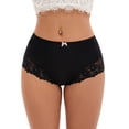 thumbnail image 1 of INSPIRE CHIC Women's Lace Trim High Waist Briefs Full-Coverage Lace Back Underwear Panties S Black, 1 of 4