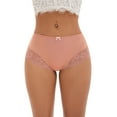 thumbnail image 1 of INSPIRE CHIC Women's Lace Trim High Waist Briefs Full-Coverage Lace Back Underwear Panties S Camel, 1 of 4