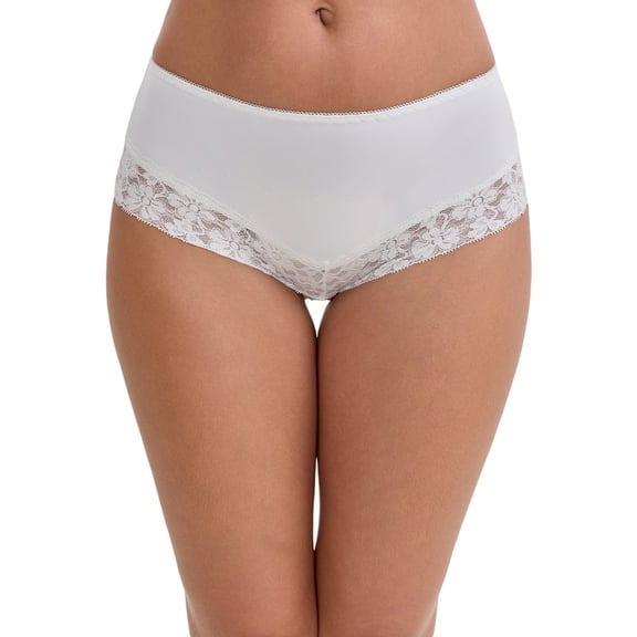 INSPIRE CHIC Women's Lace Trim Leopard Print Ultra-Thin Mid Rise Hipsters Elastic Lightweight Breathable Briefs M White