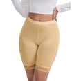 thumbnail image 1 of INSPIRE CHIC Women's Lace Trim Medium Length Control Panties Elastic Lightweight Soft Solid Slimming Shorts M Beige, 1 of 5