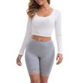 thumbnail image 1 of INSPIRE CHIC Women's Lace Trim Medium Length Control Panties Elastic Lightweight Soft Solid Slimming Shorts M Gray, 1 of 6