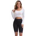 thumbnail image 1 of INSPIRE CHIC Women's Lace Trim Medium Length Control Panties Elastic Lightweight Soft Solid Slimming Shorts S Black, 1 of 6